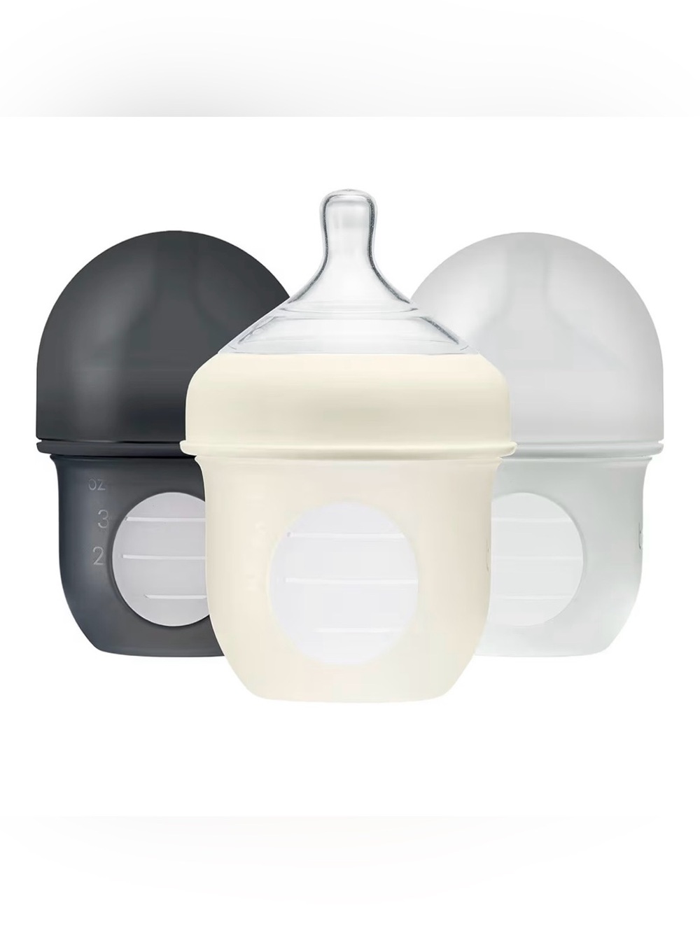 Boon Nursh Reusable Silicone Pouch Baby Bottles 3 Count - 4 Ounce, 0-3 Months